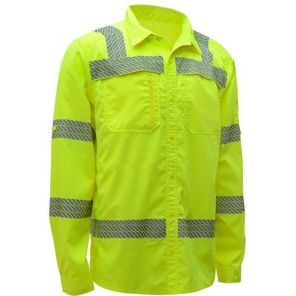 Gss Safety Lightweight Shirt Rip Stop Bottom Down Shirt w/SPF 50+ Lime-3XL 7505-3XL